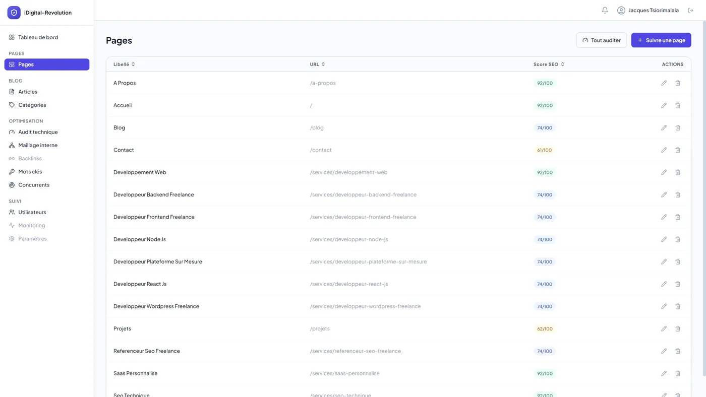 Gestion des pages statiques dans le back-office du portfolio