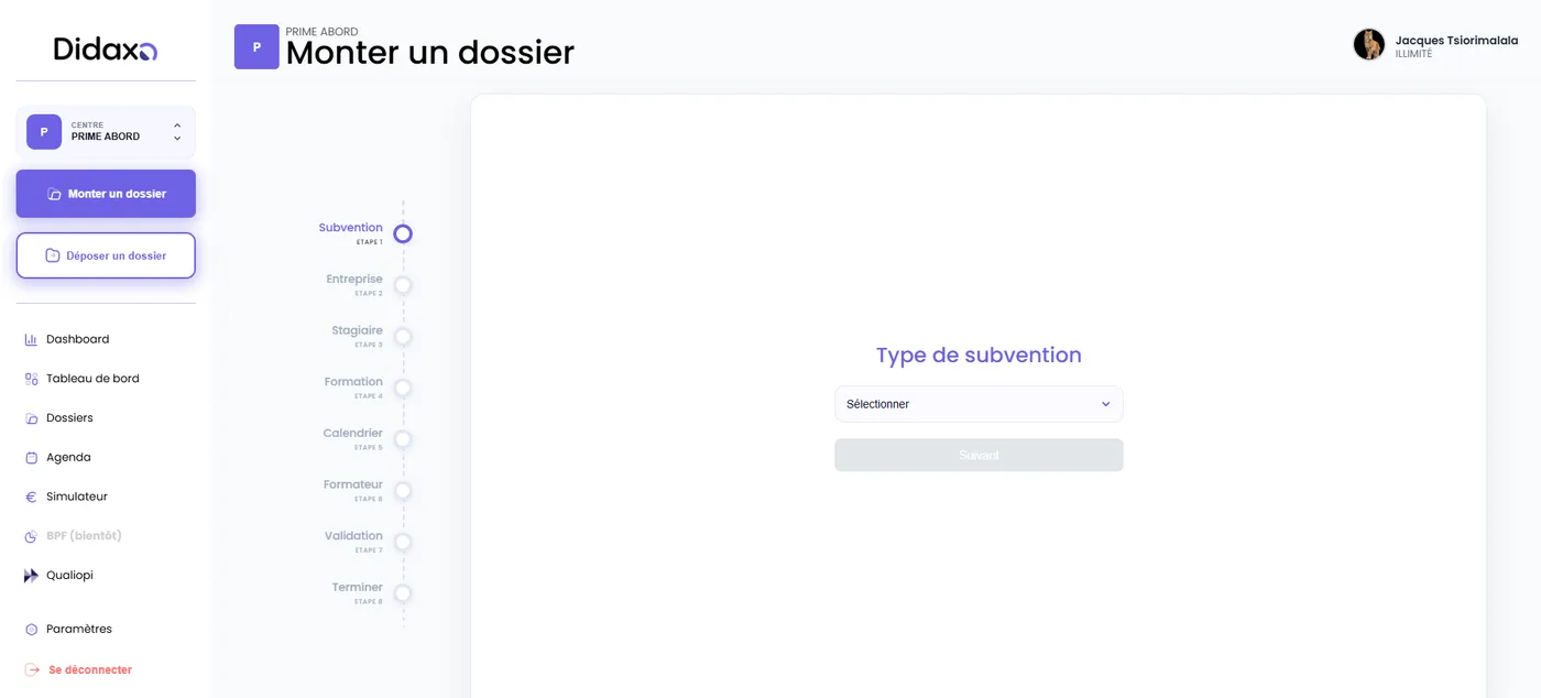 Montage automatisé d'un dossier de financement OPCO sur Didaxo